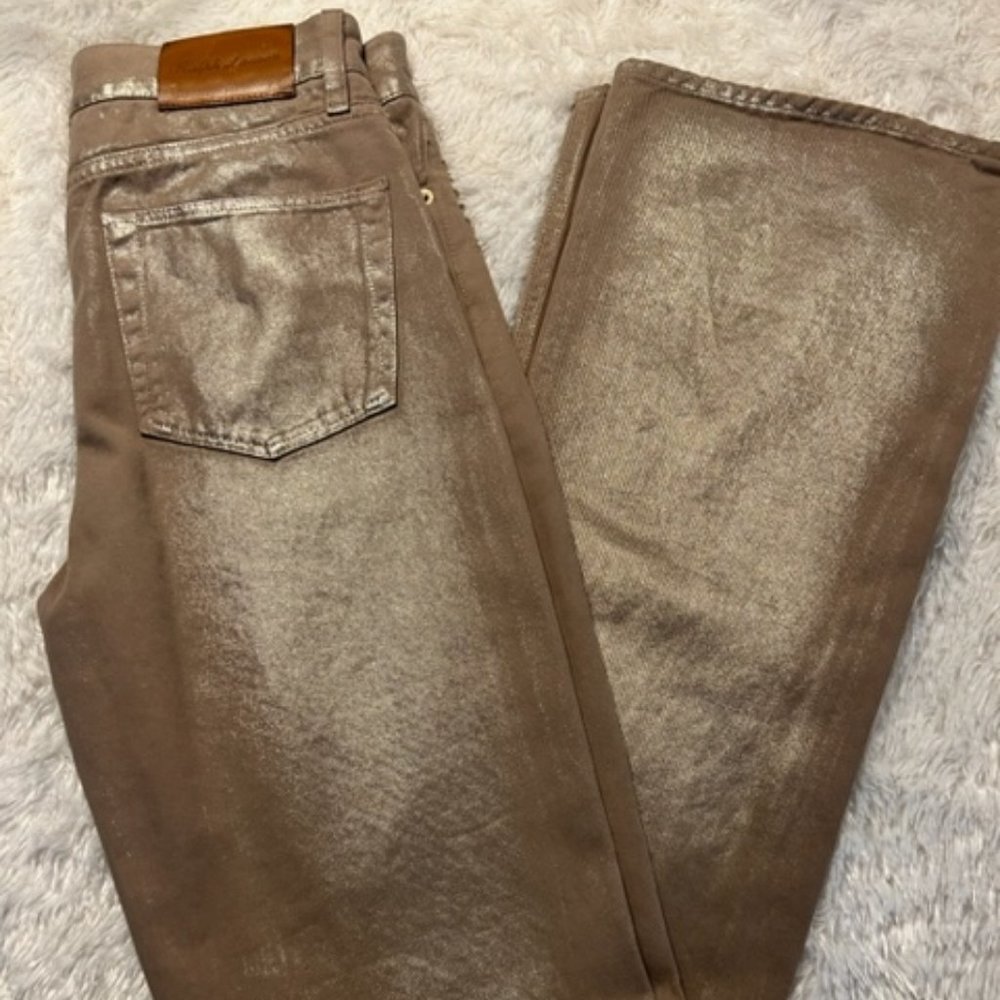 Ralph Lauren Collection 208 Metallic Boot-Cut Denim Jeans Size 27